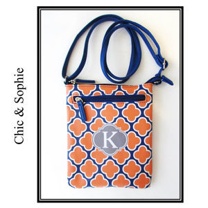 Monogram Initial Letter "K" Orange and Blue Purse